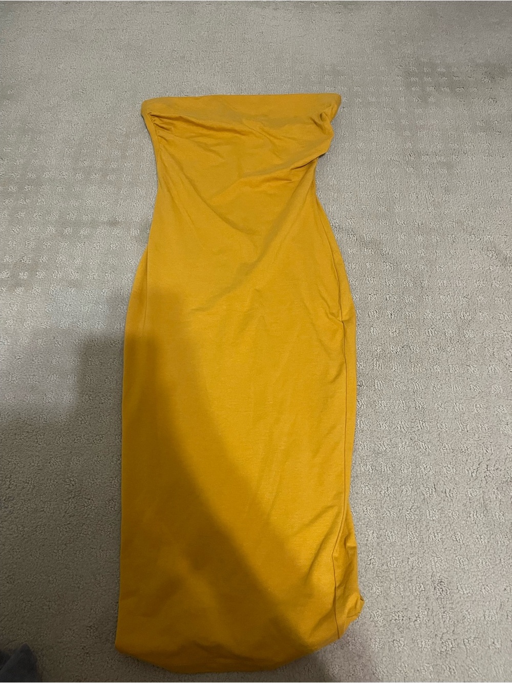 Fashion Nova Mustard Yellow Strapless Maxi Dress